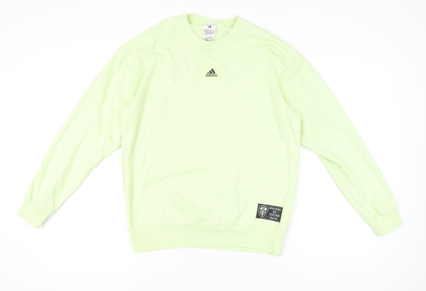Adidas Mens Green Small Pullover Sweatshirt Crew Neck Long Sleeve