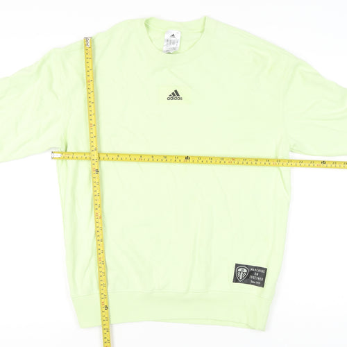 Adidas Mens Green Small Pullover Sweatshirt Crew Neck Long Sleeve