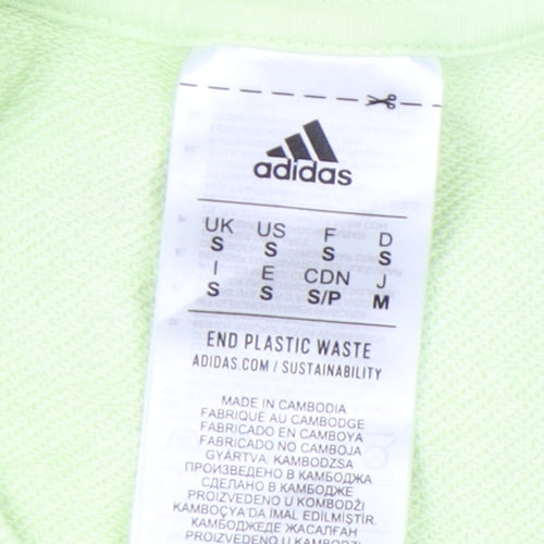 Adidas Mens Green Small Pullover Sweatshirt Crew Neck Long Sleeve