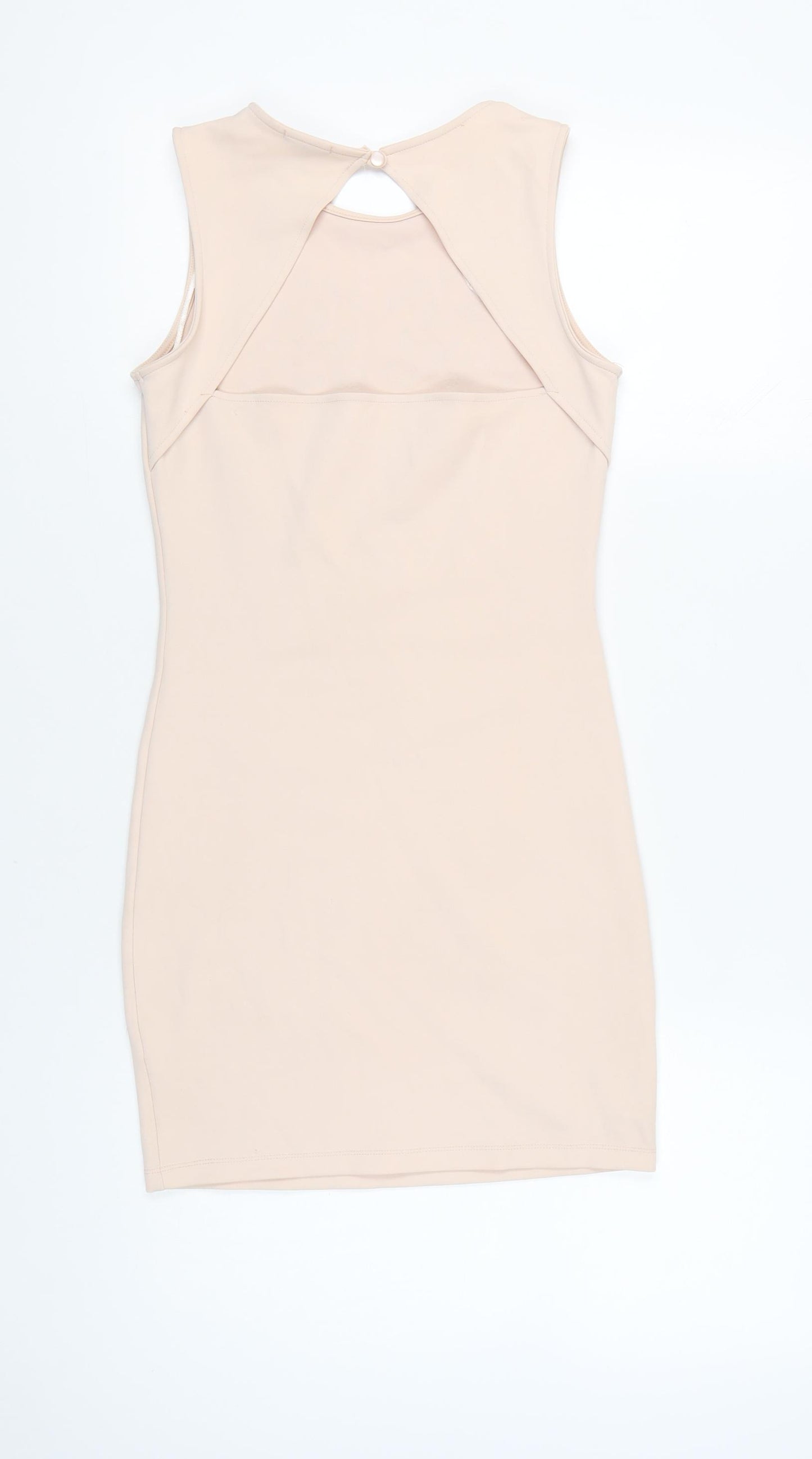 River Island Women’s Beige Bodycon Dress UK 10 Sleeveless Floral Party