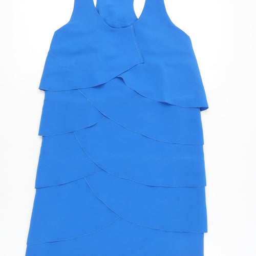 Aqua Women’s Blue Layered Ruffle Sleeveless Tank Top Size S