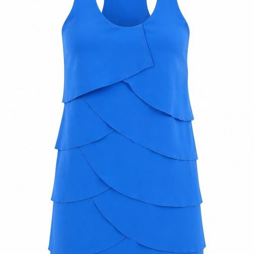 Aqua Women’s Blue Layered Ruffle Sleeveless Tank Top Size S