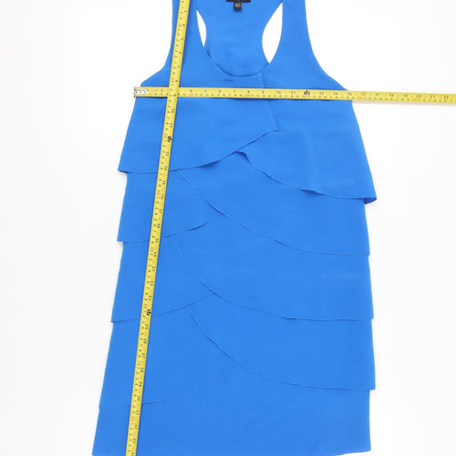 Aqua Women’s Blue Layered Ruffle Sleeveless Tank Top Size S