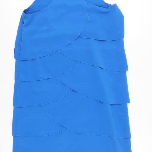 Aqua Women’s Blue Layered Ruffle Sleeveless Tank Top Size S