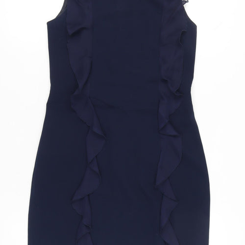 Vero Moda Women’s Blue Size 6 Sleeveless Sheath Ruffle Dress
