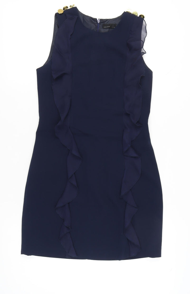 Vero Moda Women’s Blue Size 6 Sleeveless Sheath Ruffle Dress