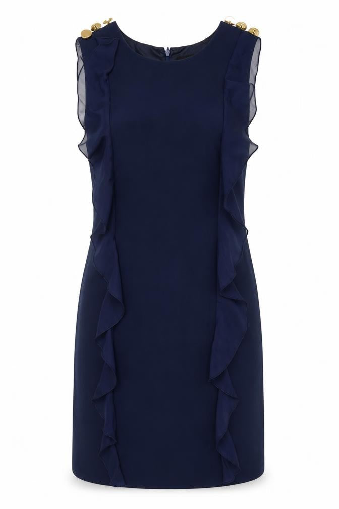 Vero Moda Women’s Blue Size 6 Sleeveless Sheath Ruffle Dress