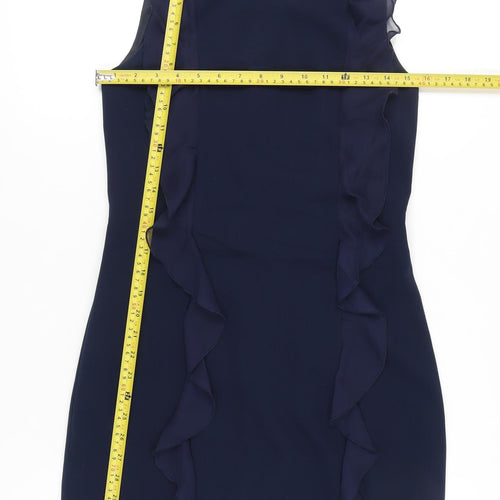 Vero Moda Women’s Blue Size 6 Sleeveless Sheath Ruffle Dress