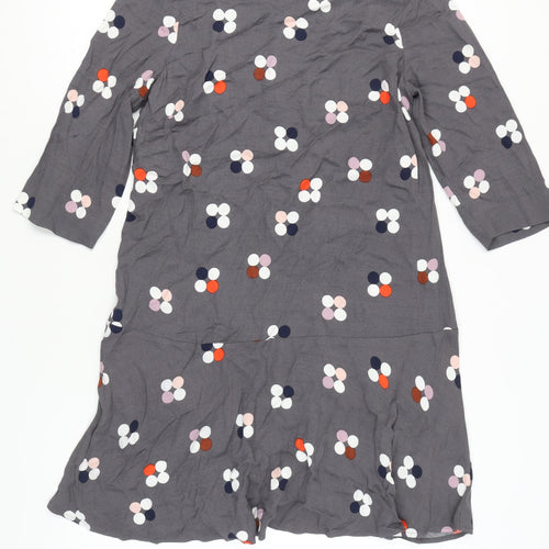 White Stuff Women’s Grey Floral Shift Dress Size 12 Knee Length