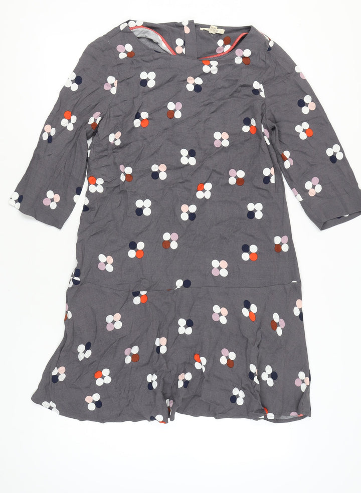 White Stuff Women’s Grey Floral Shift Dress Size 12 Knee Length