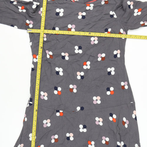 White Stuff Women’s Grey Floral Shift Dress Size 12 Knee Length