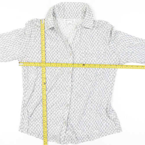 Liz Claiborne Women’s Grey Geometric Button-Up Shirt M Long Sleeve
