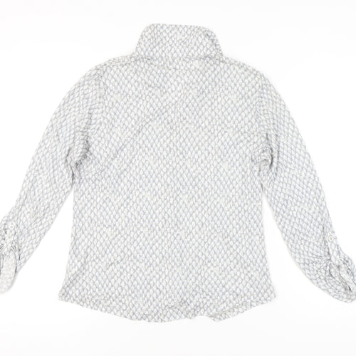 Liz Claiborne Women’s Grey Geometric Button-Up Shirt M Long Sleeve