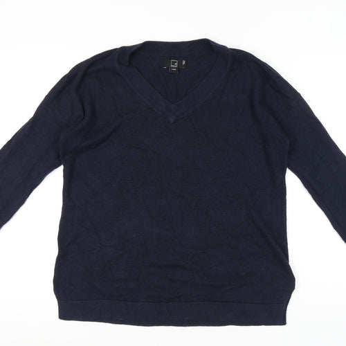 Meraki Womens Blue V-Neck Pullover Jumper L Long Sleeve Knit