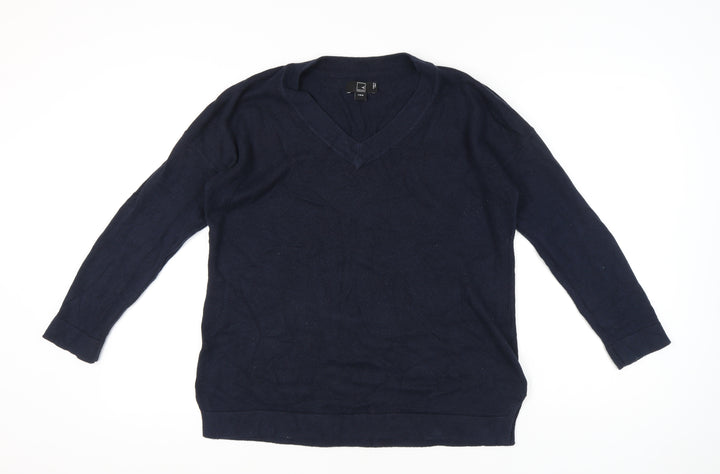 Meraki Womens Blue V-Neck Pullover Jumper L Long Sleeve Knit