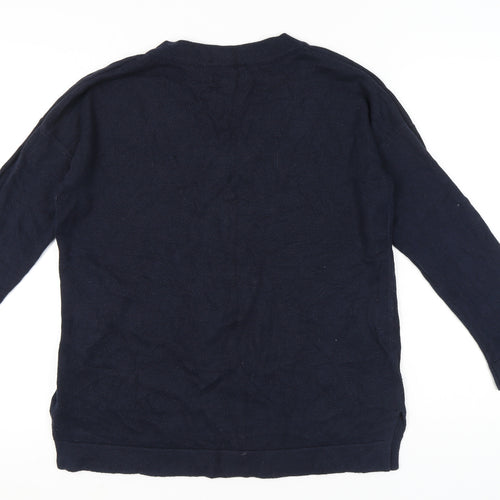 Meraki Womens Blue V-Neck Pullover Jumper L Long Sleeve Knit