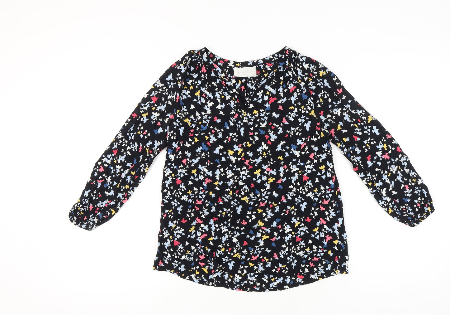 John Lewis Women’s Multicoloured Bird Print Viscose Blouse Size 8
