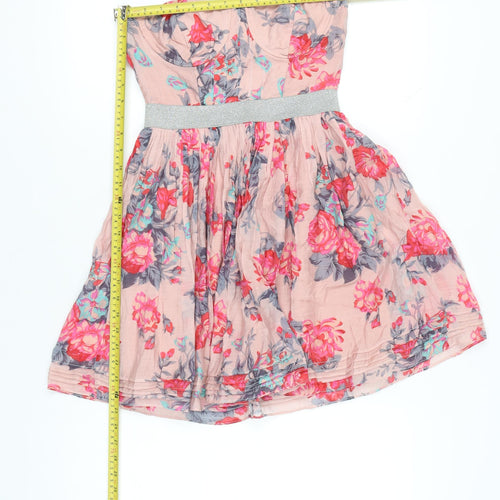 Louche Women’s Pink Floral Strapless Short Dress Size 10