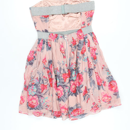 Louche Women’s Pink Floral Strapless Short Dress Size 10