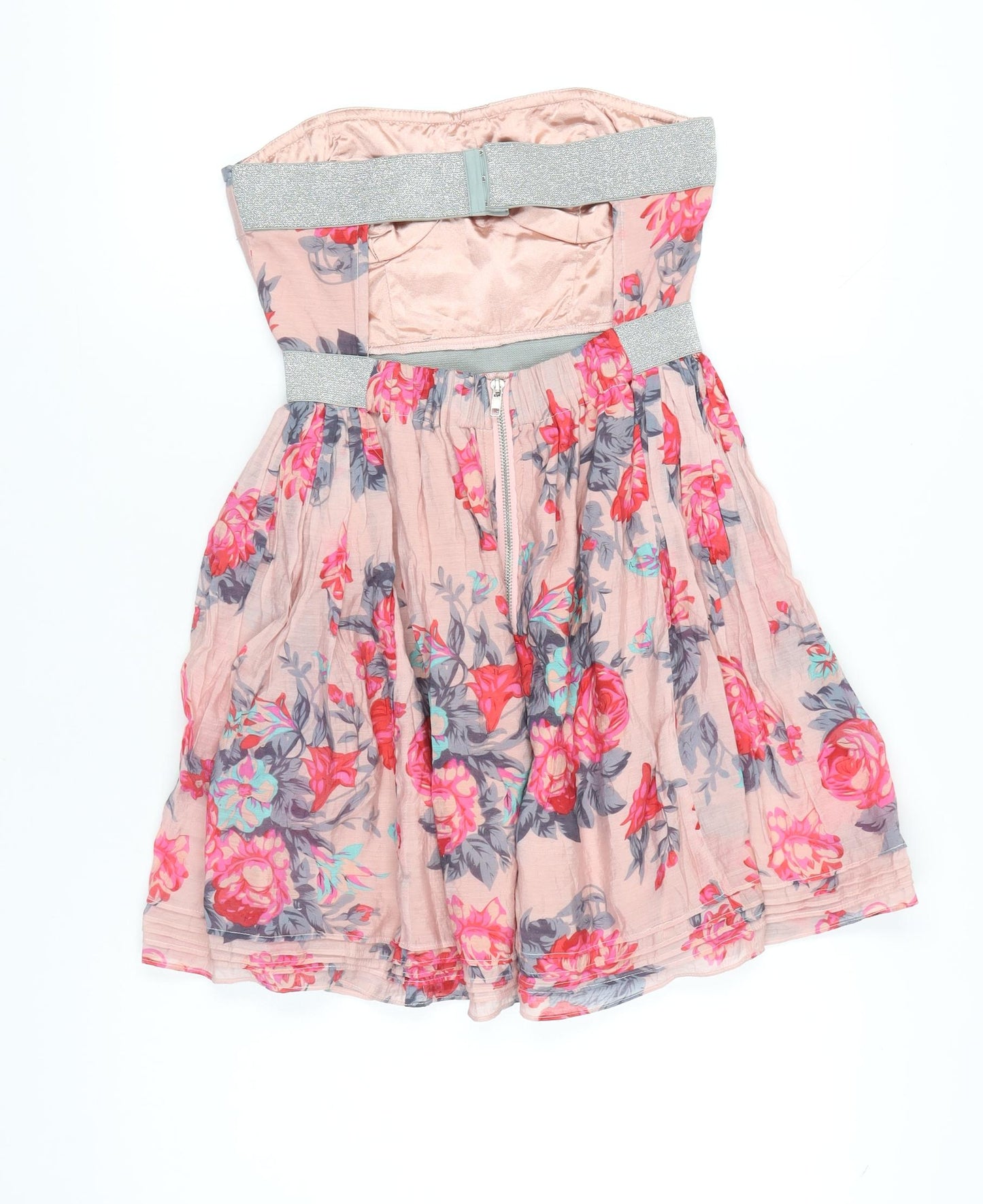 Louche Women’s Pink Floral Strapless Short Dress Size 10