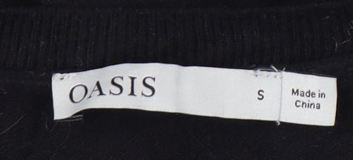 Oasis Womens Black Floral Embroidered Pullover Jumper Size S