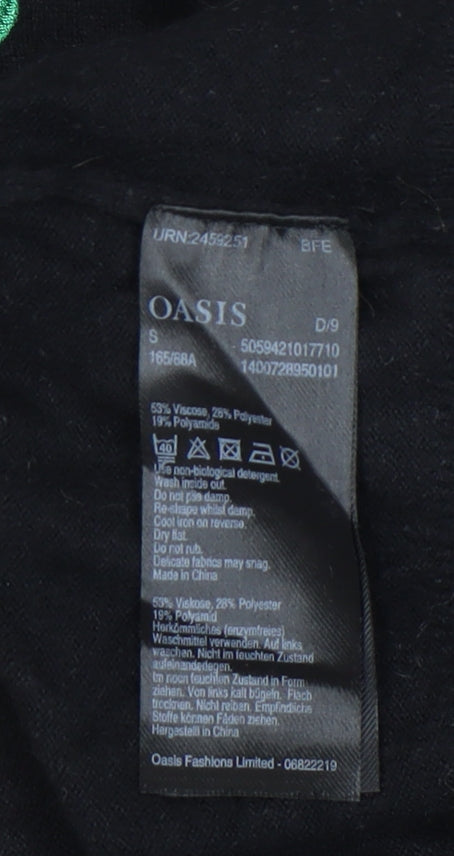 Oasis Womens Black Floral Embroidered Pullover Jumper Size S