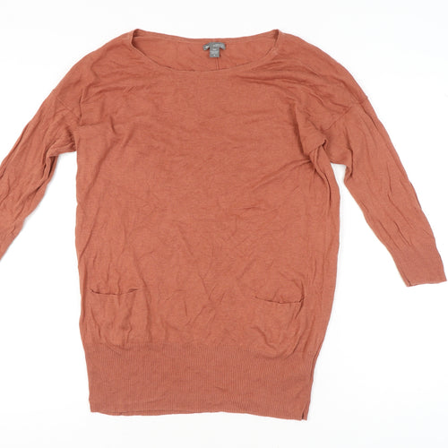 Gap Women’s Brown Linen Cotton Tunic Jumper Medium Scoop Neck