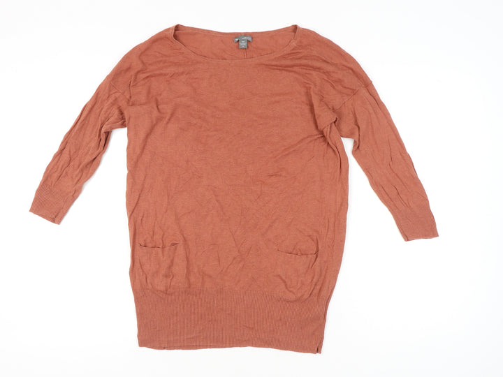 Gap Women’s Brown Linen Cotton Tunic Jumper Medium Scoop Neck