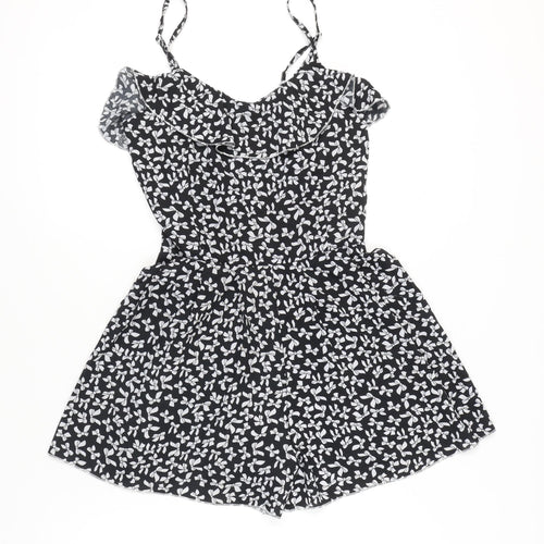 Amber Krystal Women’s Black Floral Polyester Summer Playsuit L