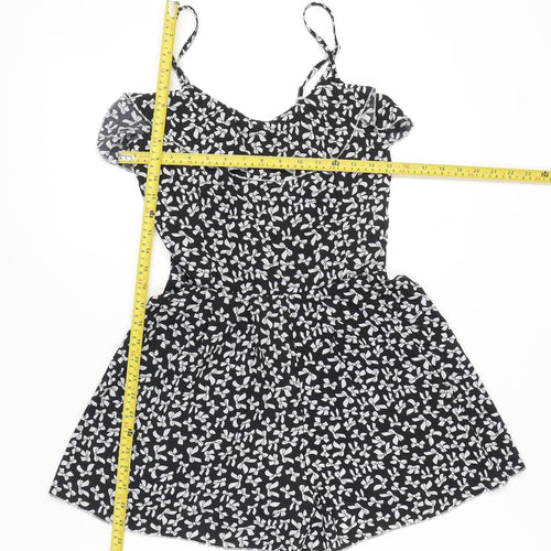Amber Krystal Women’s Black Floral Polyester Summer Playsuit L