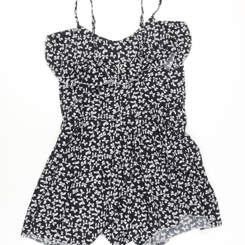Amber Krystal Women’s Black Floral Polyester Summer Playsuit L