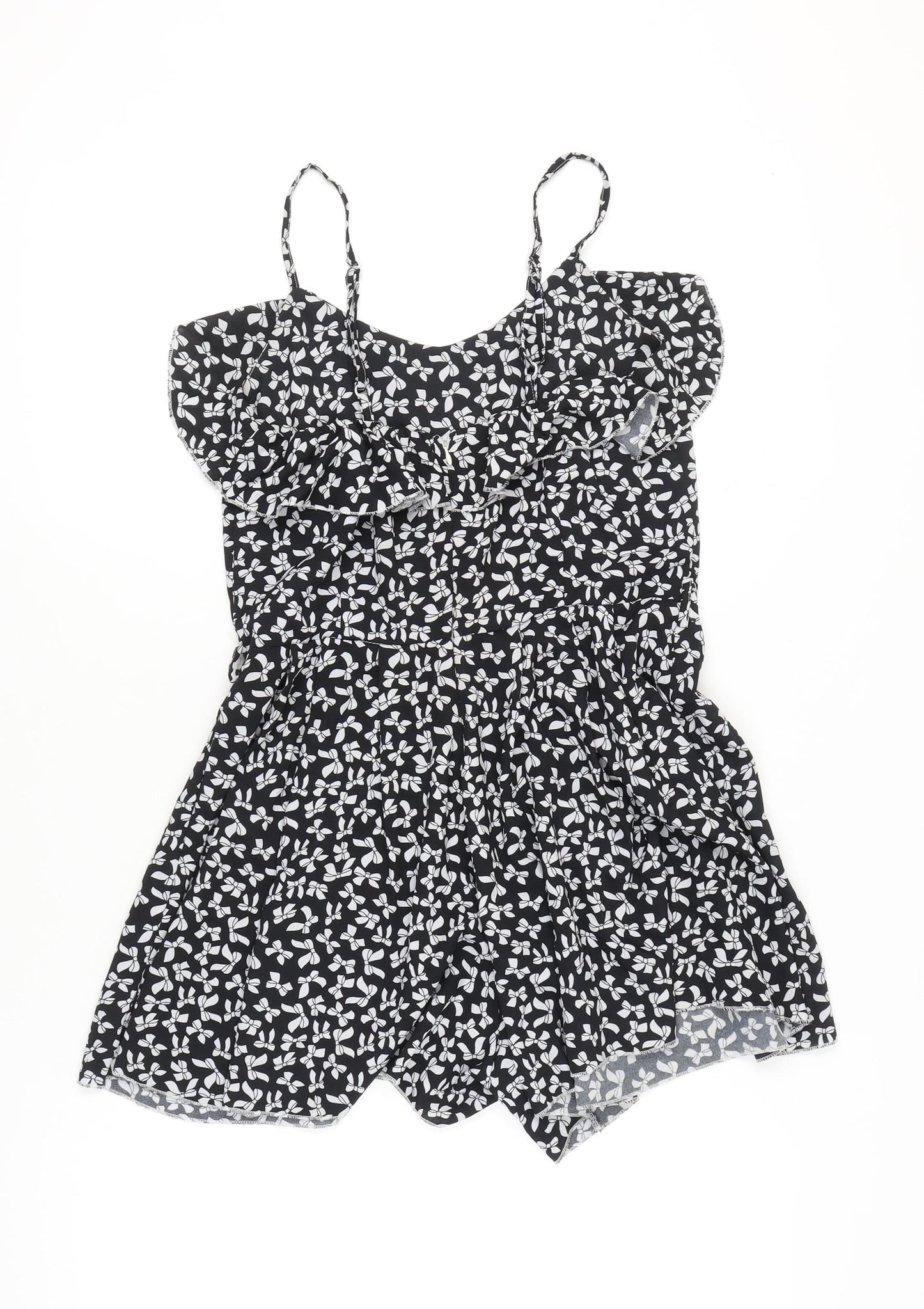 Amber Krystal Women’s Black Floral Polyester Summer Playsuit L