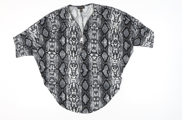 QED London Women’s Black Snake Print Tunic Zip Blouse S
