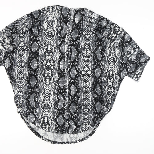 QED London Women’s Black Snake Print Tunic Zip Blouse S