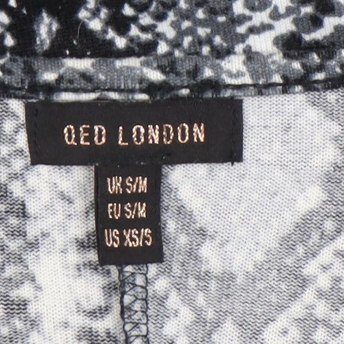 QED London Women’s Black Snake Print Tunic Zip Blouse S