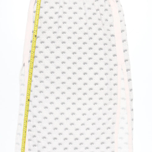 Mint Velvet Womens White Geometric Midi Skirt Size 10 Viscose