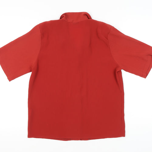 Berkertex Women Red Size 14 Button-Up Collared Short Sleeve Shirt