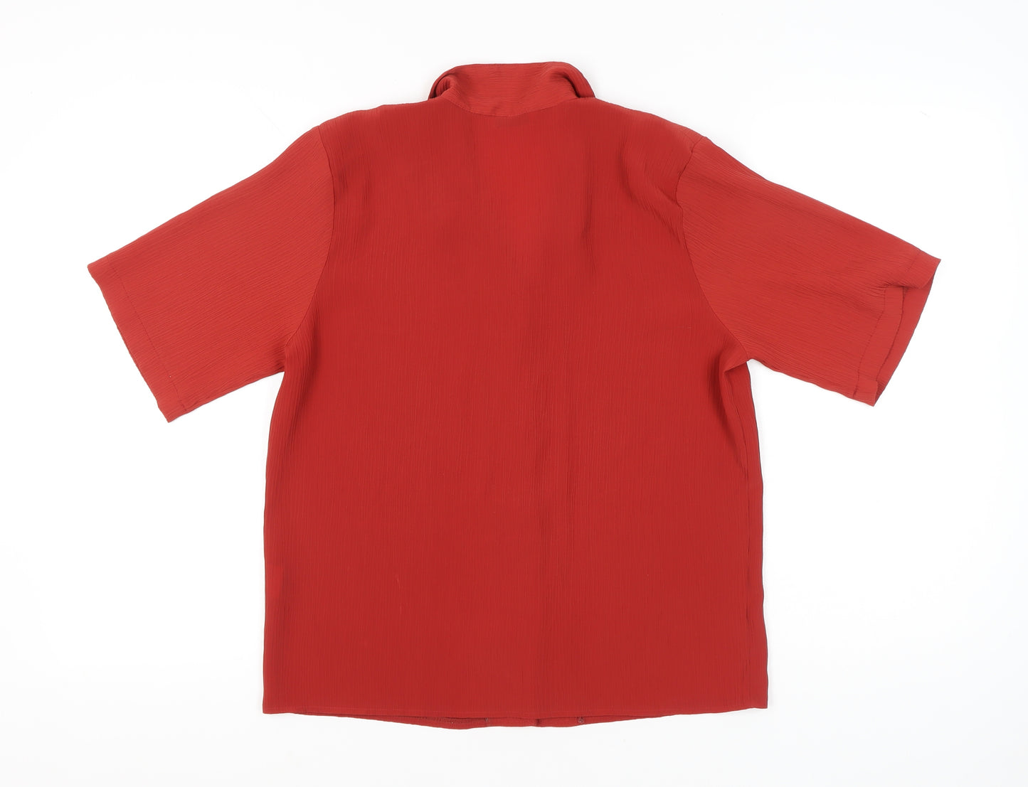 Berkertex Women Red Size 14 Button-Up Collared Short Sleeve Shirt