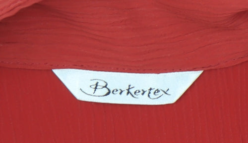 Berkertex Women Red Size 14 Button-Up Collared Short Sleeve Shirt