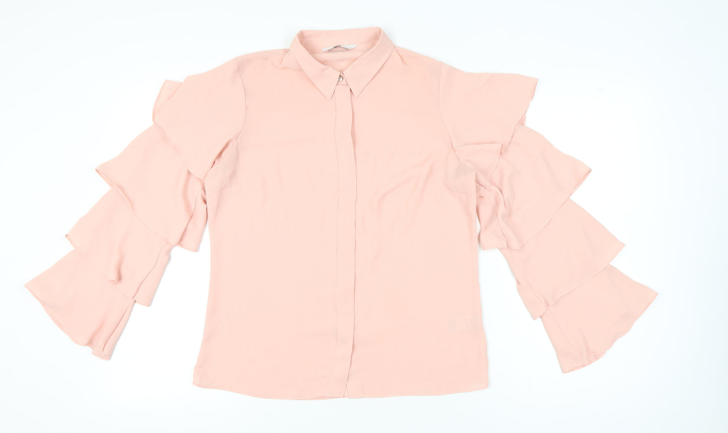 V by Very Womens Pink Size 10 Ruffle Sleeve Blouse