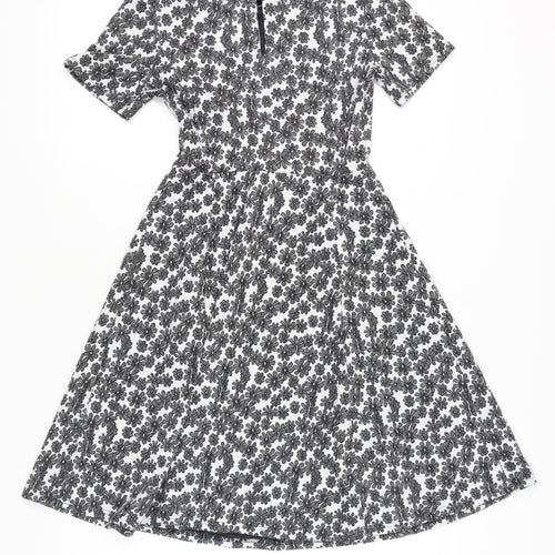 Dorothy Perkins Women’s Black White Floral A-Line Dress Size 6