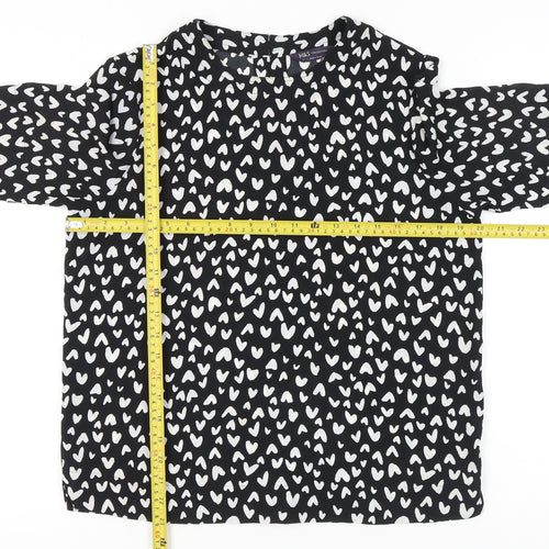 Marks and Spencer Womens Black Heart Print Blouse Size 10