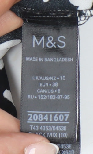 Marks and Spencer Womens Black Heart Print Blouse Size 10