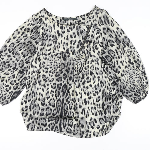 Luxzuz Women’s Multicoloured Animal Print Blouse Size 14 Tunic Style