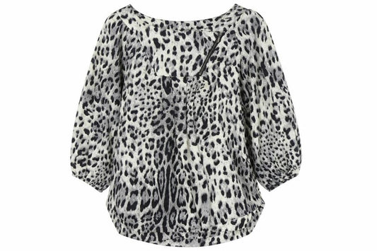 Front view of Luxzuz Women’s Multicoloured Animal Print Blouse, size UK 14, Tunic Style