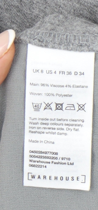 Warehouse Womens Grey Size 8 Tunic Blouse Long Sleeve Work Casual