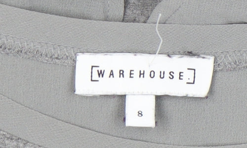 Warehouse Womens Grey Size 8 Tunic Blouse Long Sleeve Work Casual