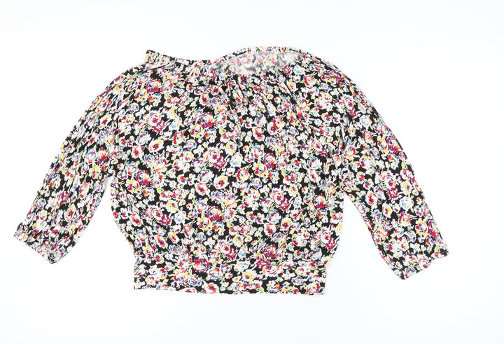 South Womens Multicoloured Floral Blouse Size 14 Puff Sleeve