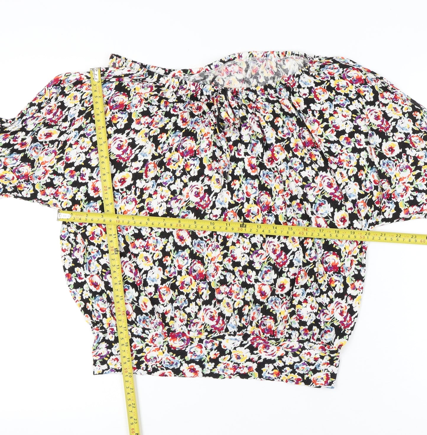 South Womens Multicoloured Floral Blouse Size 14 Puff Sleeve