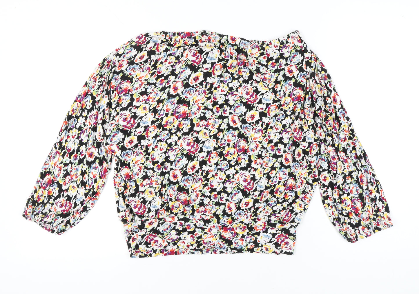 South Womens Multicoloured Floral Blouse Size 14 Puff Sleeve